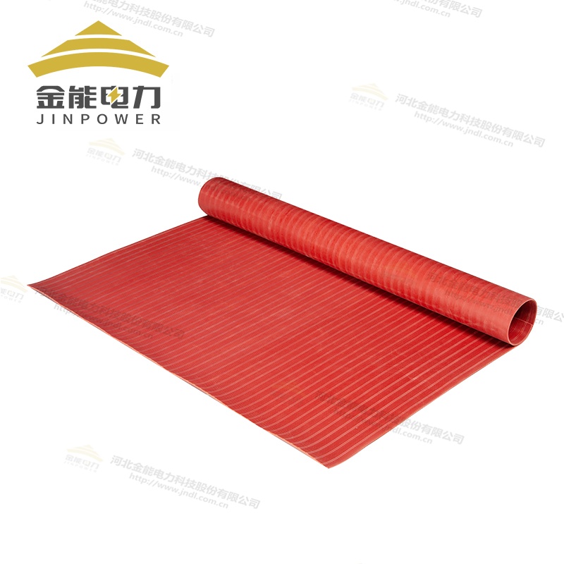 3-10mm紅色常規(guī)條紋防滑絕緣膠墊（5-30kV）